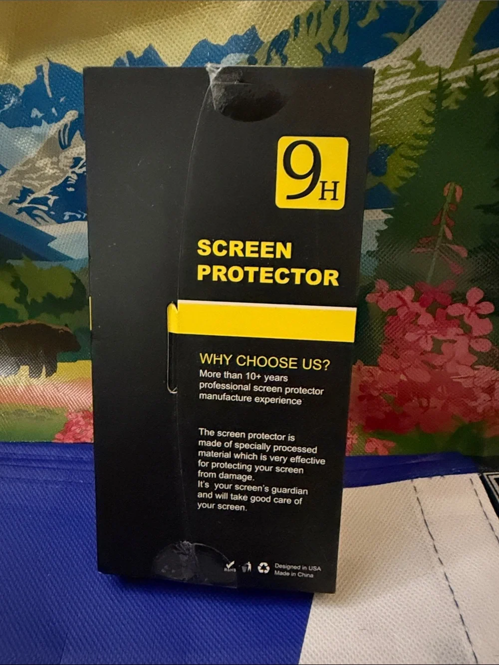 Tempered Glass Screen Protector - Black & Yellow Packaging